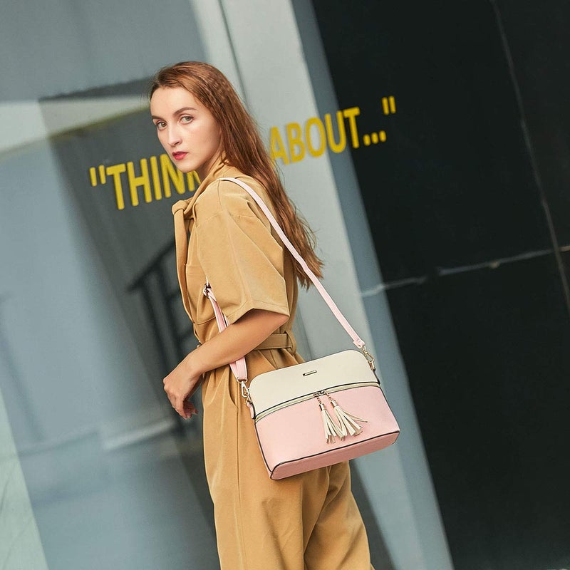 Lovematch Women Fashion Synthetic Leather Handbags Tote Bag Shoulder Bag Top Handle Satchel Purse Set 4pcs - Image 3
